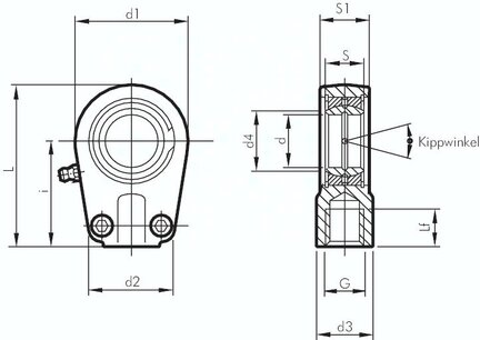 Przegub cylindra hydraulicznego, M 45 x 1,5