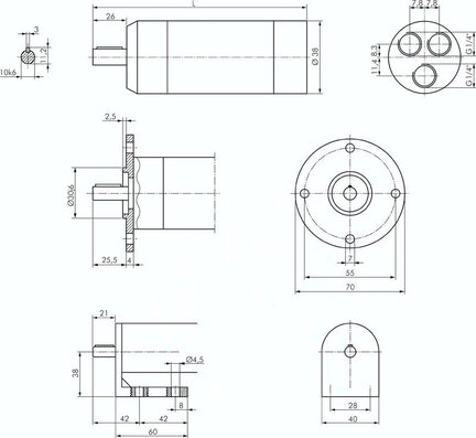 Lamellenmotor 300 Watt Rechtslauf