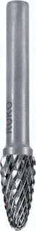 Frez ze stopu twardego 6mm, Ksztalt RBF - ksztalt F - luk pólkolisty