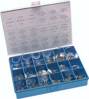 Zestaw pierścieni uszczelniających z aluminium, 12 typów (10 - 42 mm)