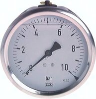 Manometr glicerynowy poziomy (CrNi/mos.) D100, 0 - 1,6 bar