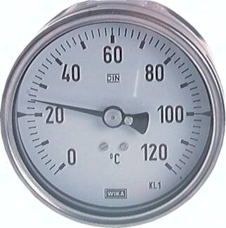 Termometr bimetaliczny poziomy, D63, -20 do +60°C, 160mm