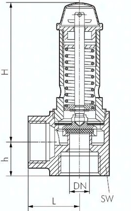 Zawór bezpieczeństwa kątowy TÜV G 2" (GW), 14,5 bar