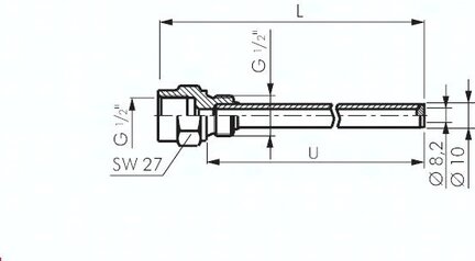 Osłona termometryczna G1/2, 100mm, 6 bar, stop miedzi