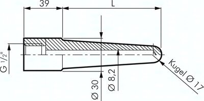 Osłona termometryczna do wspawania, 160mm, 25 bar, stal nierdzewna
