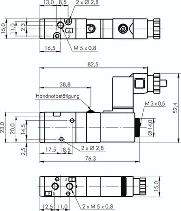 Elektrozawór 3/2 M5  (NC), 24 V DC