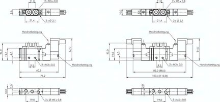 Elektrozawór 5/3 M5 w położeniu środkowym odpowietrzony, 24 V DC