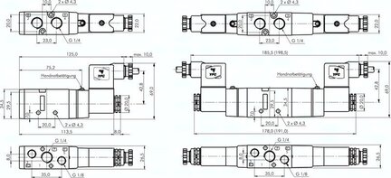 Elektrozawór 5/2 G 1/4 (odpowietrzenia G 1/8) bistabilny, 24 V DC