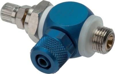 Zawór dławiąco-zwrotny, dławienie na wylocie G 1/4 - 6 x 4, złączka skręcana, aluminium