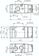 Zawór pneumatyczny 3/2 NC G1/4 (pilot G1/8), powrót powietrzem i sprężyną