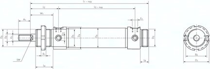 Siłownik okrągły, D32x25, dwustronnego działania - Airtec