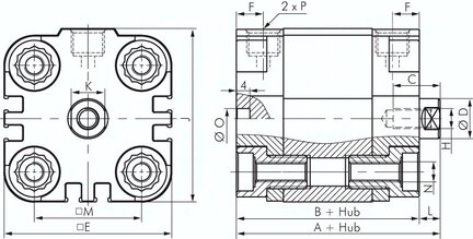 Silownik kompaktowy, dwustronnego dzialania, 40,skok 5mm