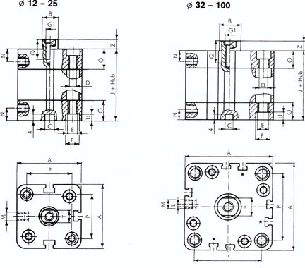 Siłownik kompaktowy dwustronnego działania UNITOP, D50x60- Air-com