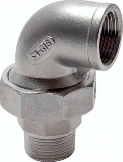 Śrubunek gwintowany, kątowy, uszczelnienie stożkowe, Rp/R 1 1/2"(GW/GZ)
