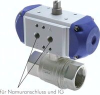 Zawór kulowy z napędem pneumatycznym, dwustronnego działania, DVGW, mosiądz, G 1" - KOLY Deutschland