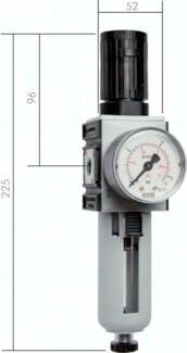 Filtroreduktor do sprężonego powietrza FUTURA G1/4, 0,1-1 bar, zbiornik metalowy, automatyczny spust kondensatu, wielkość 1