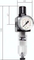 Filtroreduktor do sprężonego powietrza MULTIFIX G1/4, 0,1-3 bar, z zamkiem bębenkowym, zbiornik metalowy, wielkość 1