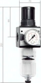 Filtroreduktor do sprężonego powietrza MULTIFIX G1/2, 0,1-3 bar, automatyczny spust kondensatu, wielkość 2