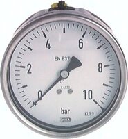 Manometr nierdzewny poziomy, D63, 0 - 25 bar