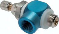 Zawór dławiąco-zwrotny, dławienie na dopływie G 1/8 - G 1/8, regulacja pokrętłem, aluminium