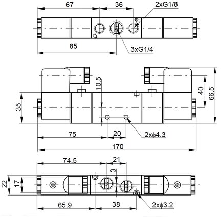 Elektrozawór 5/2 G1/4, 115V AC, bistabilny - PNEUER