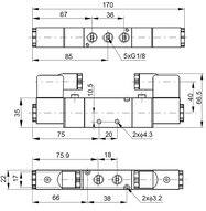 Elektrozawór 5/2 G1/8, 12V DC, bistabilny - PNEUER