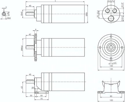 Lamellenmotor 1000 Watt Rechtslauf
