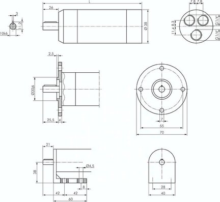 Lamellenmotor 300 Watt Rechtslauf