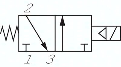 Elektrozawór 3/2 G 1/8 (NC), powrót sprężyną, 12 V DC