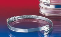 Spiralna opaska zaciskowa z mostkiem do mocowania zewnętrznie pofałdowanych węży ze spiralą CLAMP 212 do śr. wewn. węża 130-135 mm