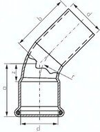 Kolano zaciskowe 45°-28 stal nierdzewna