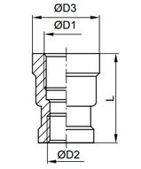 Mufa gwintowana redukcyjna, okrągła, G 2" GW/G 1/2 GW, stal nierdzewna (AISI316)