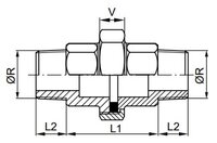 Śrubunki gwintowane z uszczelnieniem płaskim, z gwintem zewnętrznym, ze stali nierdzewnej (AISI316), PN16