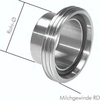 Króciec gwintowany (gwint do mleka) 190 x 1/4"-154mm, 1.4404