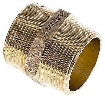Nypel podwójnyR 1-1/2"-R 1-1/2", Mosiadz/Metal czerwony