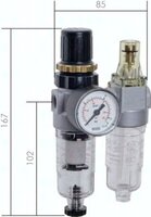 Stacja przygotowania powietrza 2-elementowa MINI G1/8, 0,5 - 3 bar, automatyczny spust kondensatu