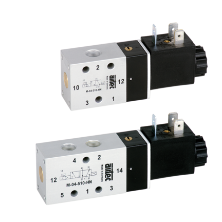 Elektrozawory 5/3 G 1/8" - G 1/2", seria M-04 do M-22 - Airtec