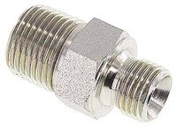 Nypel podwójny wys. cis. G 1/4"-NPT 3/8", Stal ocynkowana