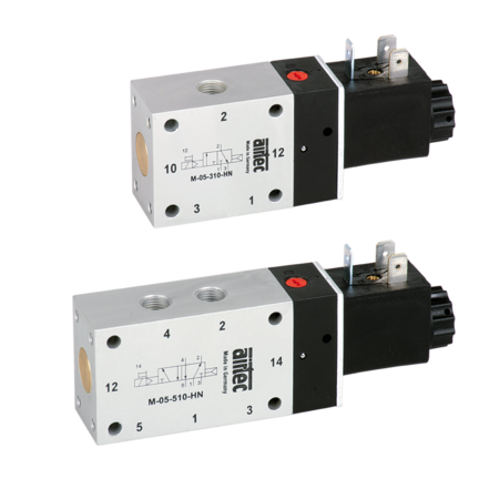 Elektrozawory 3/2 G1/8-G1/2, zasilanie obce, seria ME-05/ME-22 - Airtec