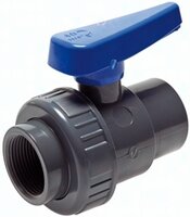 Zawory kulowe tworzywowe gwintowane do wody z PVC-U Rp 1/2" - Rp 4", ze złączką do klejenia, PN16 - Air-Com