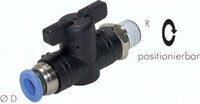 Zawory kulowe wtykowe 2/2 R 1/8" - R 1/2" z gwintem zewnętrznym (teflon), PN20 - Sang-A