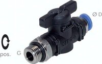 Zawory kulowe wtykowe 2/2 G 1/8" - G 1/2" z gwintem zewnętrznym (oring), PN20 - Sang-A