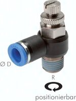 Zawory dławiąco-zwrotne wtykowe kątowe M5 - R 1/2" (teflon) - Sang-A