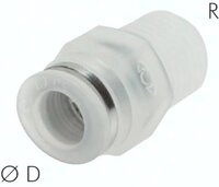 Złączki proste wtykowe z gwintem zewnętrznym, R 1/8" - R 1/2", polipropylen (PP), polipropylen/stal nierdzewna (PP-ES) - Sang-A