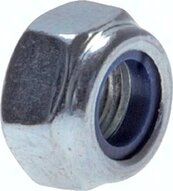Nakrętki sześciokątne, samokontrujące z plastikowym pierścieniem zaciskowym, DIN 985 / ISO 10511